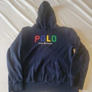 Polo Ralph Lauren Hoodie Youth XL Navy Blue Big Logo Sweatshirt Kids Rainbow